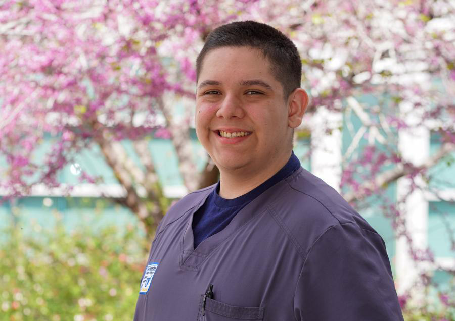 Pharmacy tech student on campus