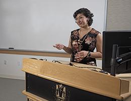 Jaimee Carrillo speaking in a class