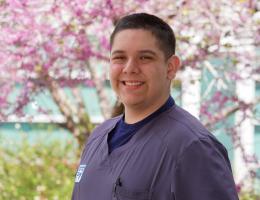 Pharmacy tech student on campus
